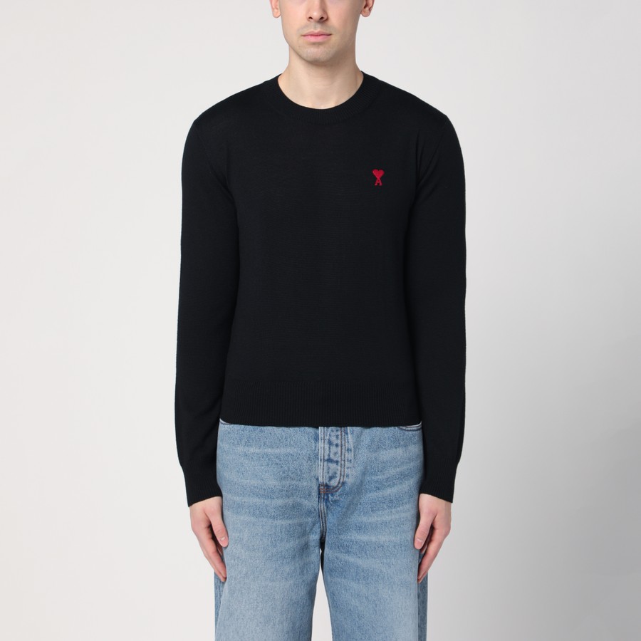 Ami Paris Black Ami De Coeur wool jumper | TheDoubleF