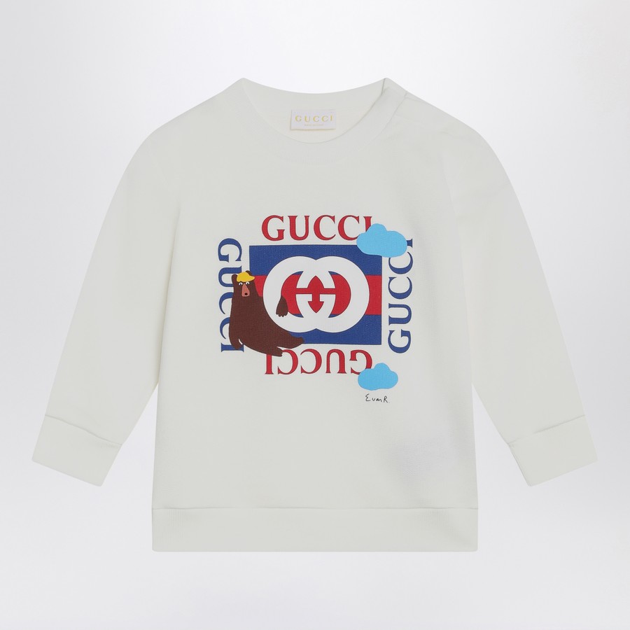 GUCCI White sweatshirt with logo print | TheDoubleF