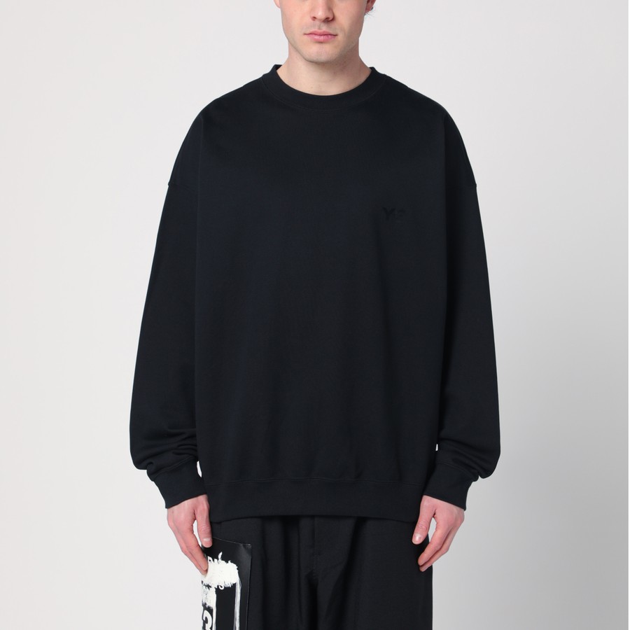 ニット・セーター Y 3 Men Sweatshirts JN4933 BLACK adidas Y-3 Black crewneck sweatshirt with logo | TheDoubleF