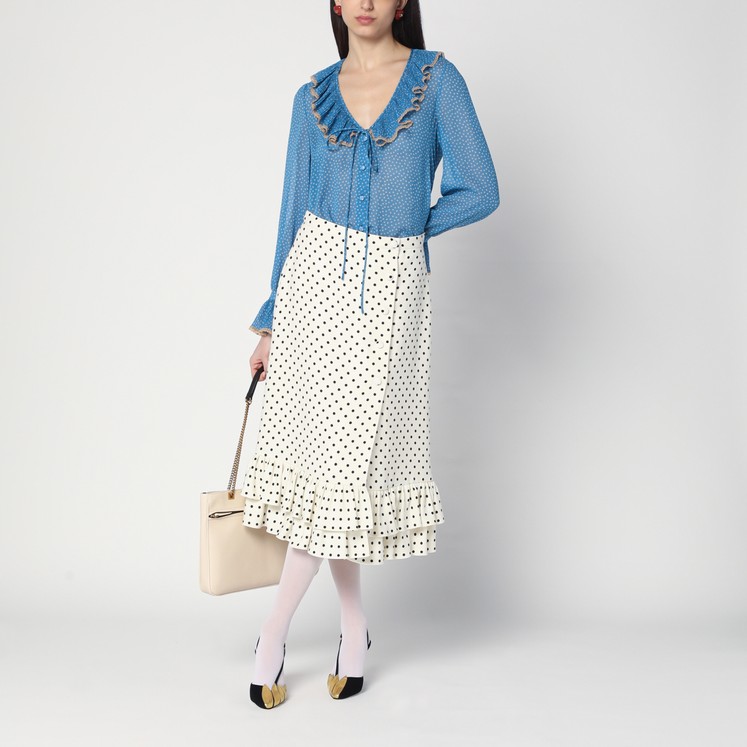 【関税＆送料込み】Valentino Garavani Blue/Ivory Skirt Valentino Skirt Blue Womens Valentino