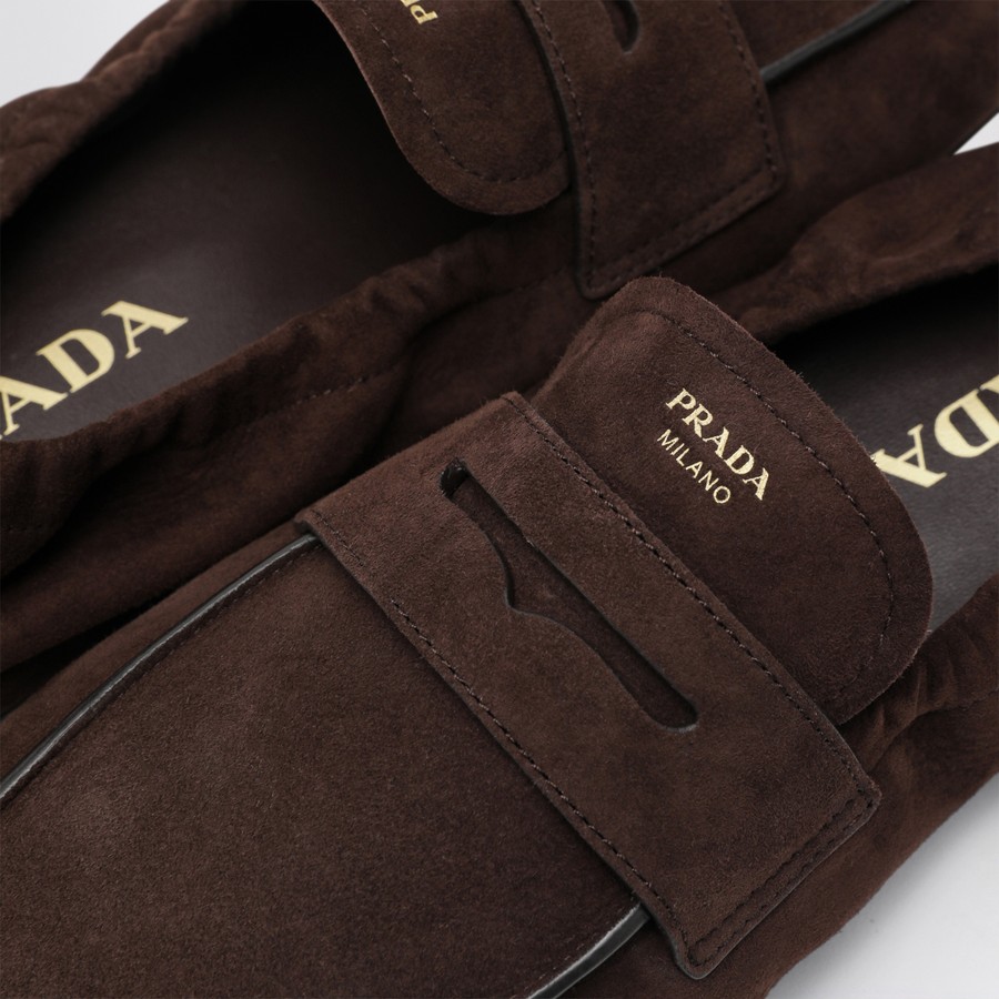 パンプス PRADA BROWN SUEDE MOCCASIN Prada Suede Loafers | Saks Fifth Avenue
