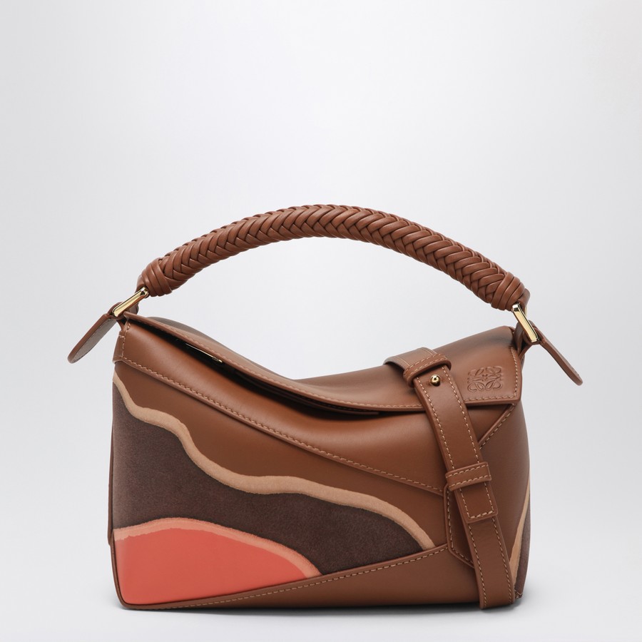 Loewe Puzzle Edge small bag Pecan/Parrot Pink | TheDoubleF