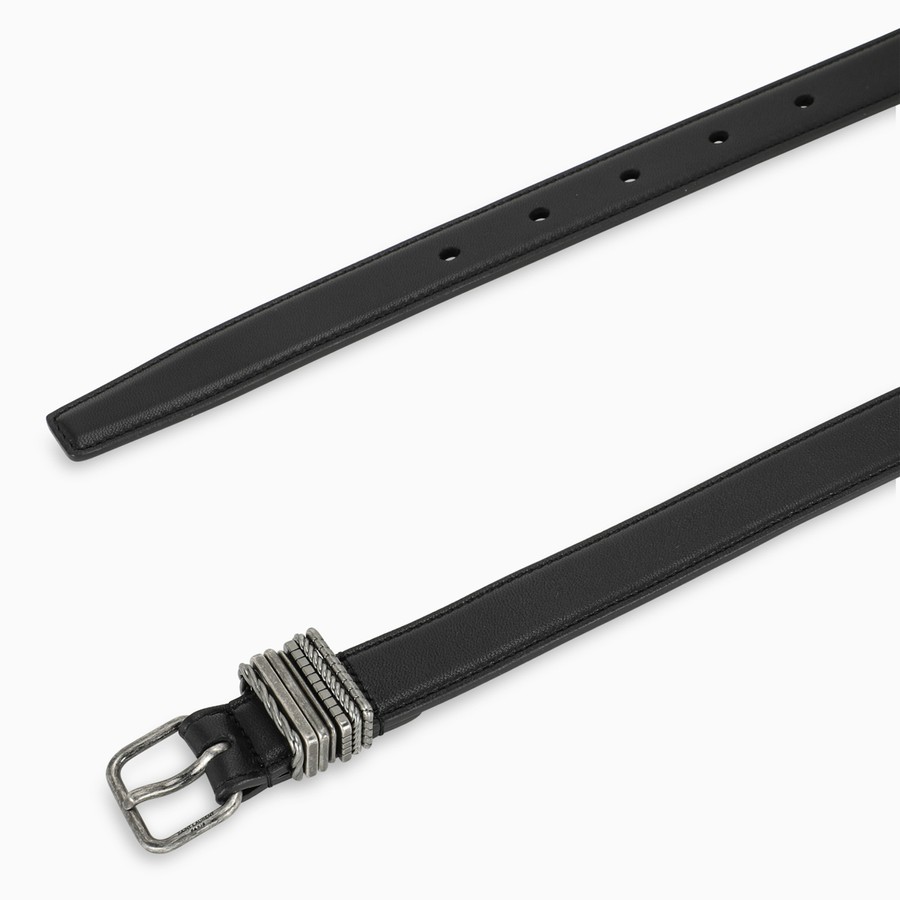 Saint Laurent Black Belt With Loops Overlay In Black