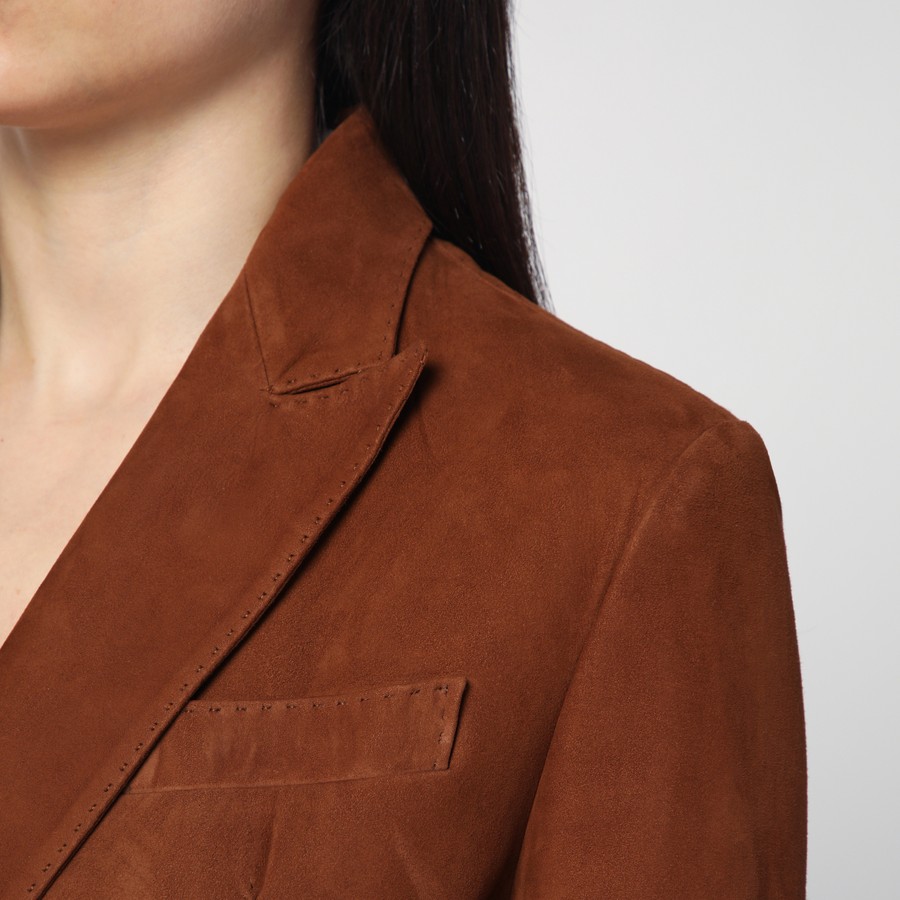 ジャケット TAGLIATORE SS25 WOMAN JACKET (JOSIE PE CHE2501 COGNAC) Tagliatore Cognac-coloured double-breasted jacket in leather