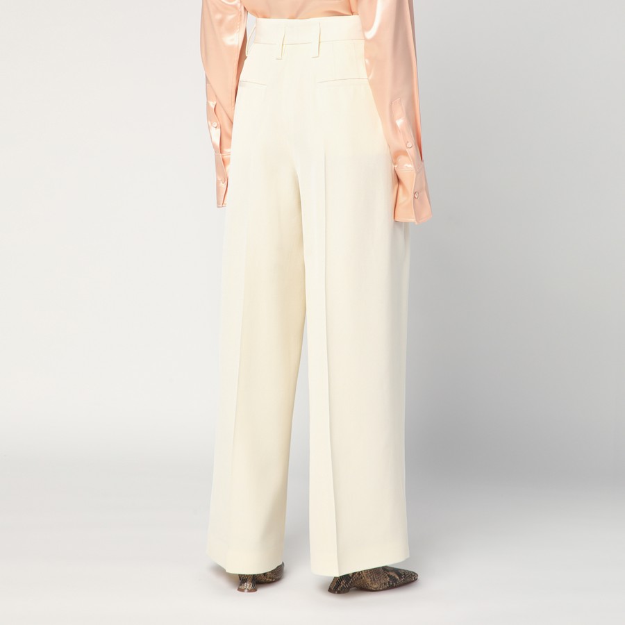 Jil Sander Wide cream trousers in silk blend | TheDoubleF