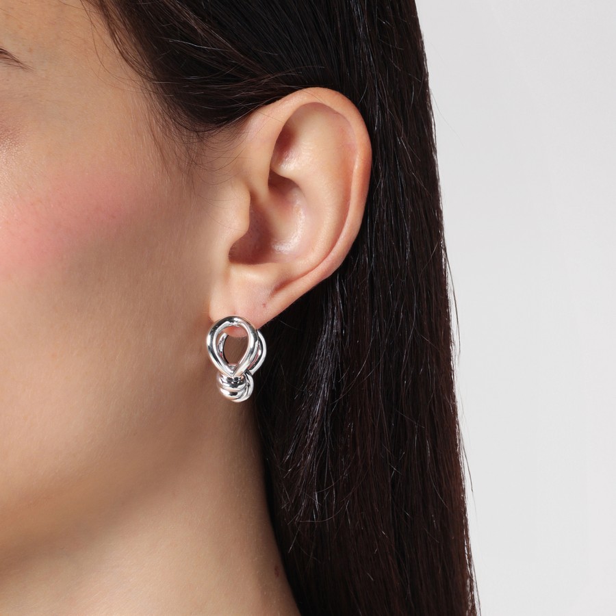 Bottega Veneta Silver earrings with Knot detail. | TheDoubleF
