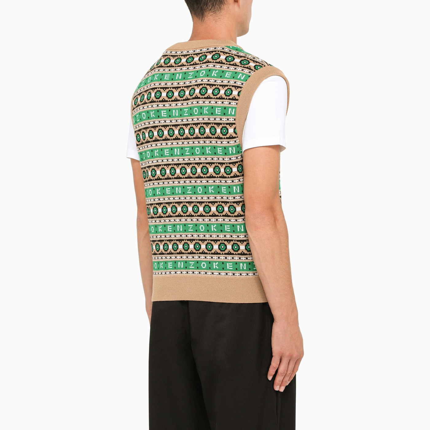 KENZO Green/camel knitted waistcoat TheDoubleF