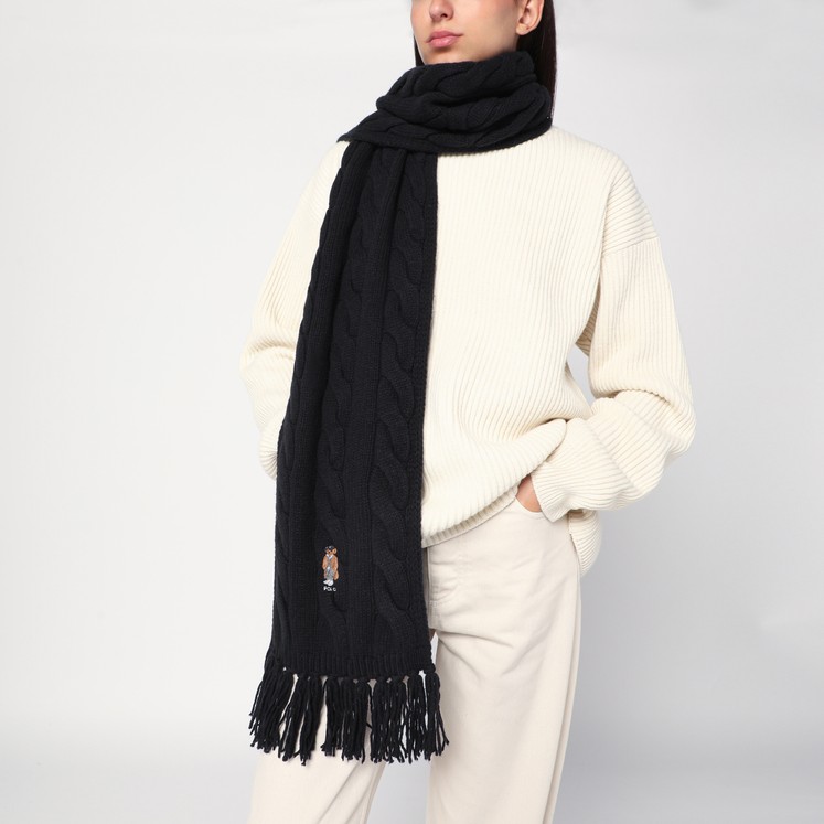 Polo Ralph Lauren Blue/yellow striped wool scarf TheDoubleF