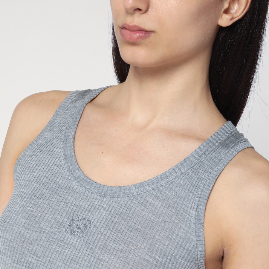 Tシャツ・カットソー LOEWE GREY SILK TANK TOP Loewe Grey silk tank top with Anagram logo | TheDoubleF