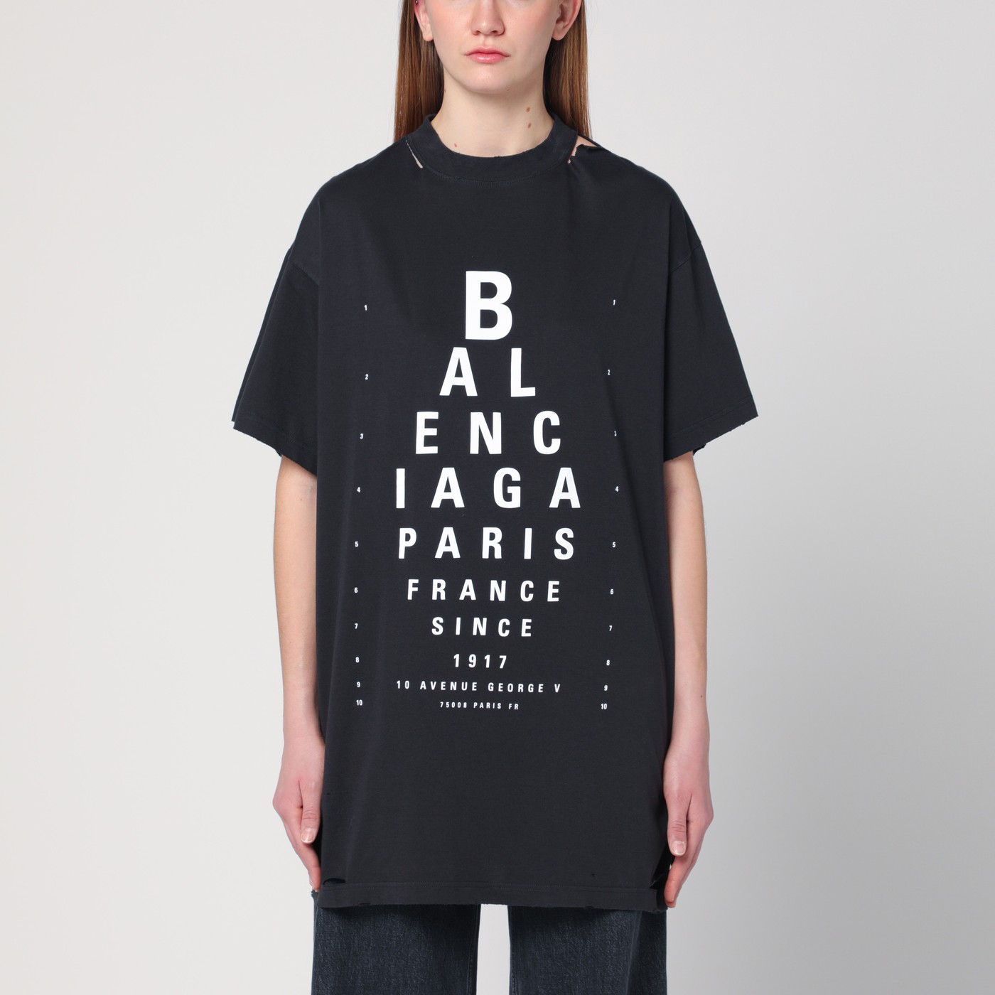 BALENCIAGA デトロイトブラック Tシャツ ダメージ XS BALENCIAGA デトロイトブラック Tシャツ ダメージ XS