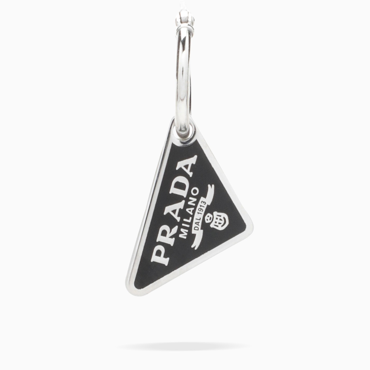 Prada Black triangle logo earring sx TheDoubleF