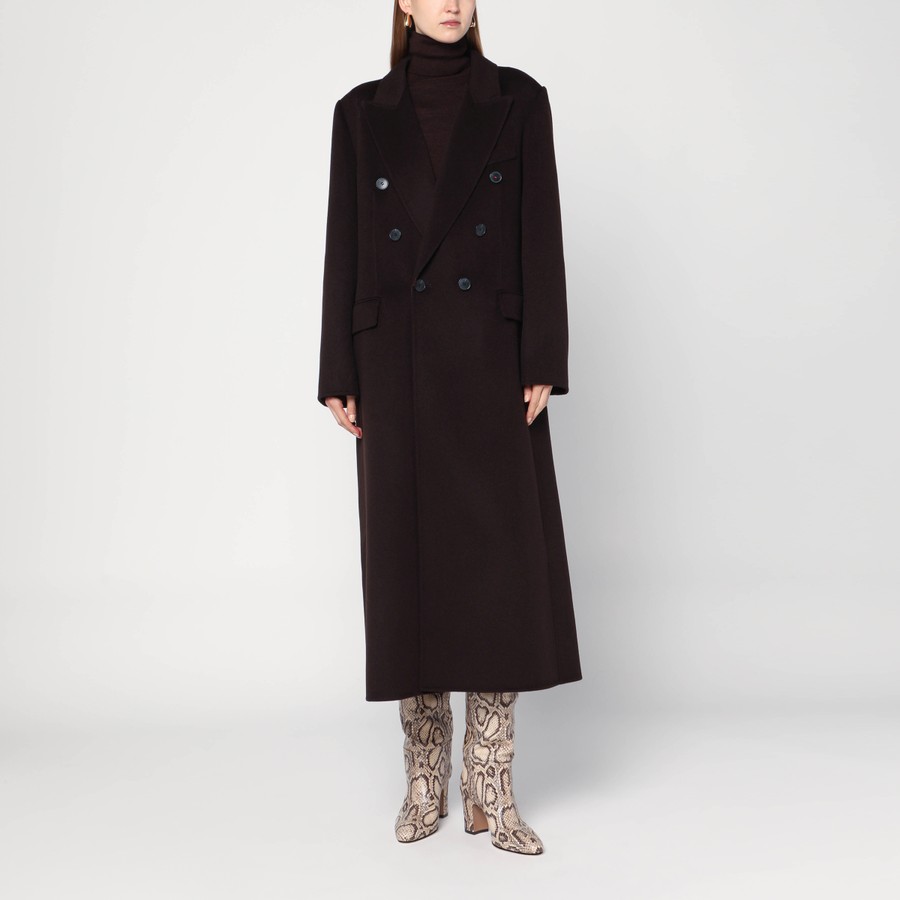 ジャケット Victoria Beckham Brown double-breasted coat in wool and cash Victoria Beckham Brown double-breasted coat in wool and