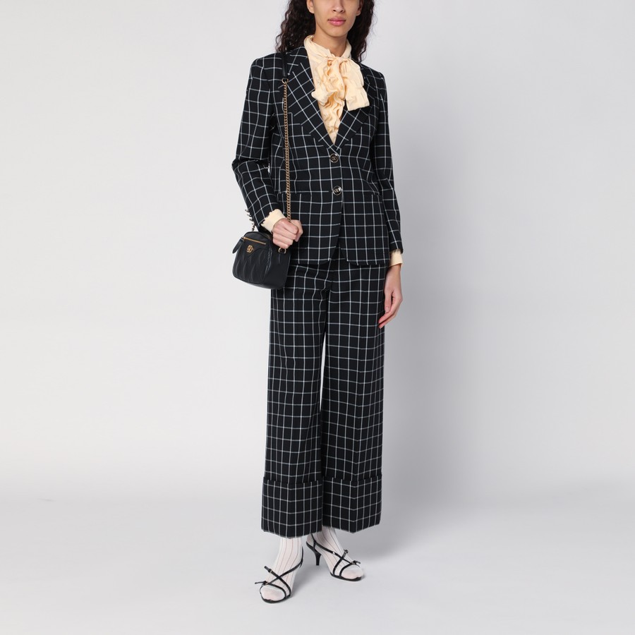 Valentino【関税込】ブロケードチェック ジャケット Valentino Black/ivory single-breasted chequered jacket