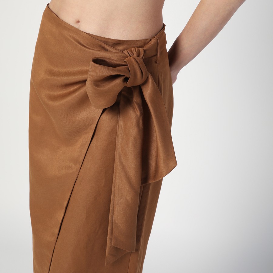 Max Mara★Gonna in twill di lino e seta Gonna in twill di lino e seta, giallo | 