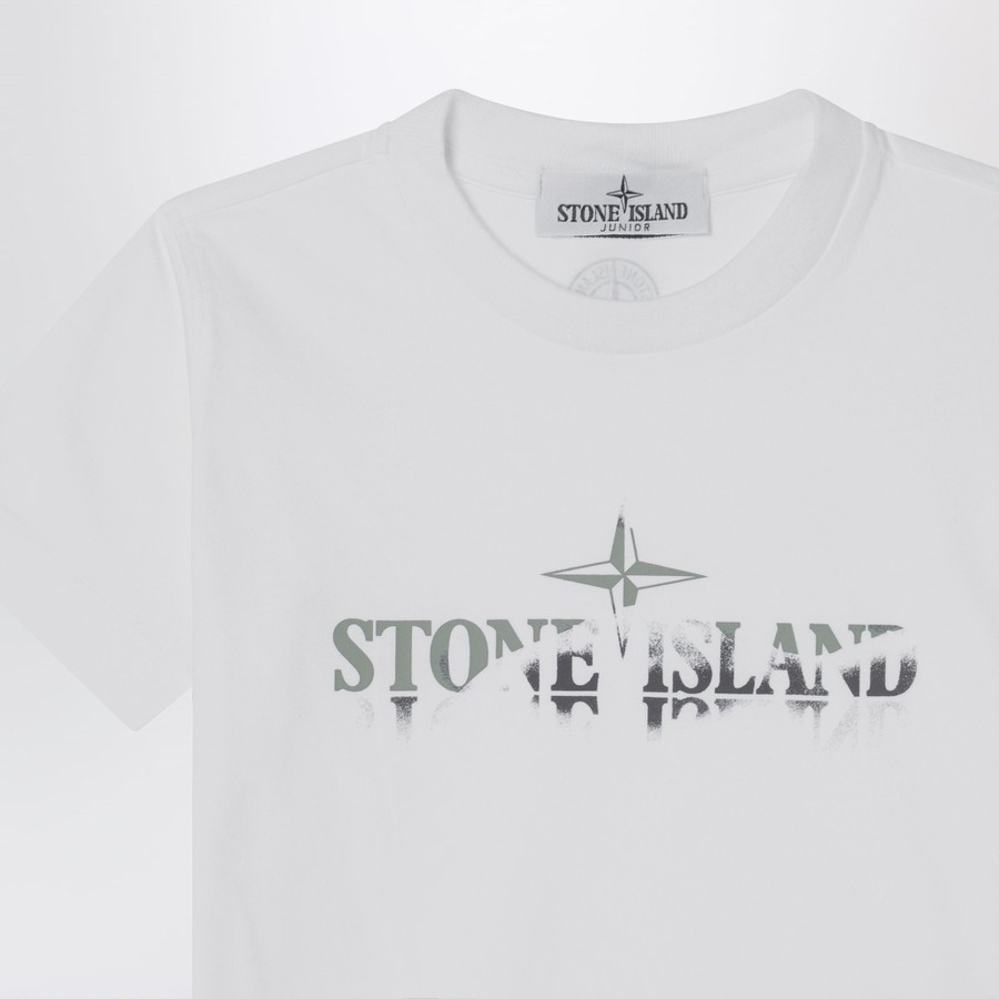 Stone Island White T-shirt with logo print | TheDoubleF