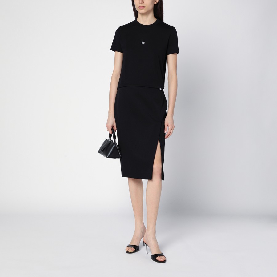 スカート GIVENCHY Women Skirts BW40V615CT Black Givenchy Black wool skirt with metal button 4G | TheDoubleF