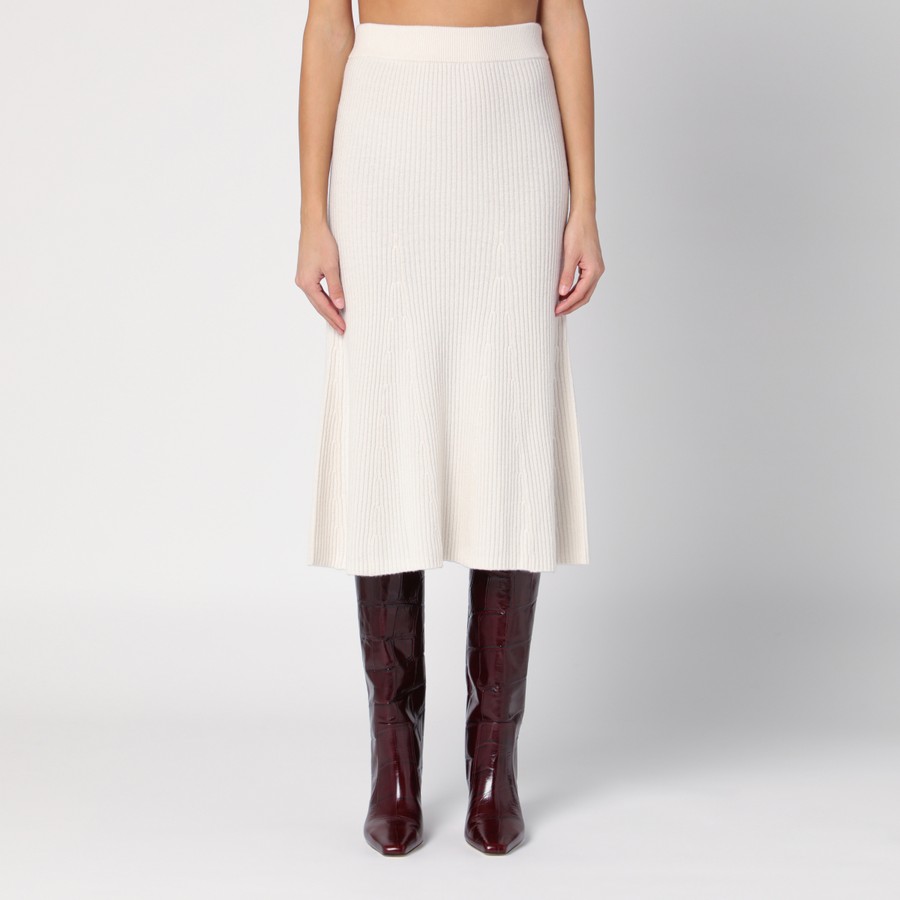 Calvin Klein White wool ribbed skirt TheDoubleF