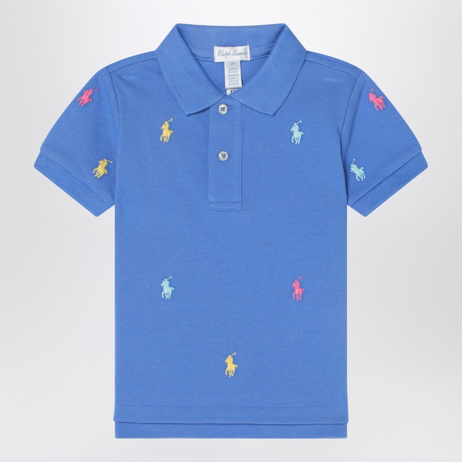 【送料&関税込】Polo Ralph Lauren Polo Shirt With Logo Embro Polo Ralph Lauren Light blue polo shirt with colourful logo