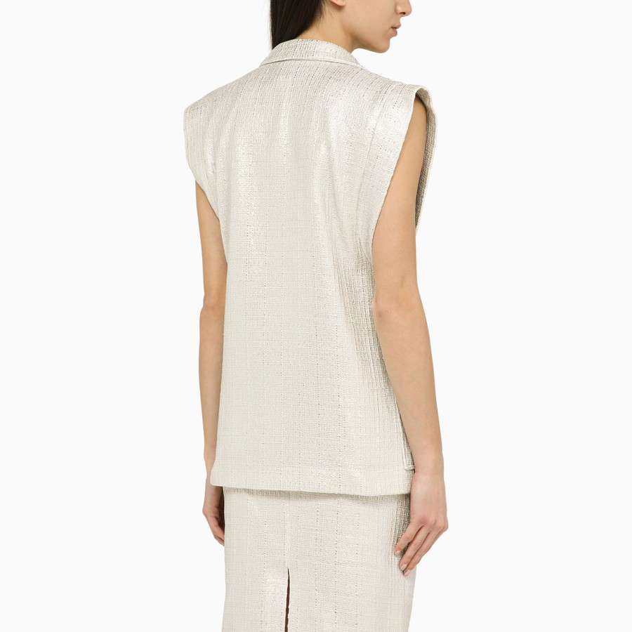 ジャケット Federica Tosi Silver double-breasted cotton-blend waistcoat Federica Tosi Silver double-breasted cotton-blend waistcoat