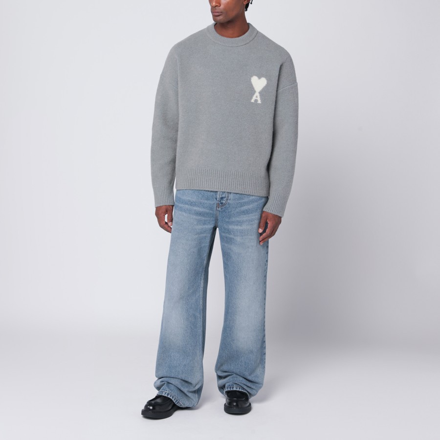 ami ニット AMI Paris Off White Adc Sweater in Mustard | FWRD