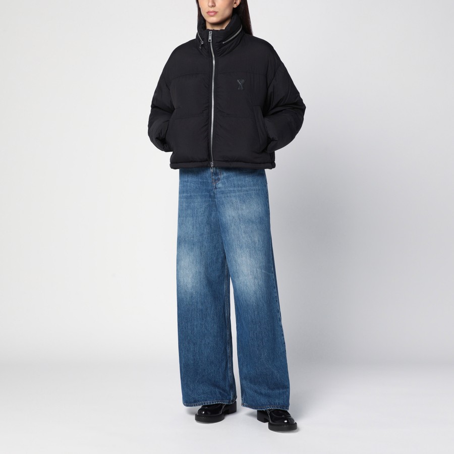ダウンジャケット・コート AMI Women Outer FJK413PA0009 001 BLACK Black Ami Paris Ami de Coeur black down jacket | TheDoubleF