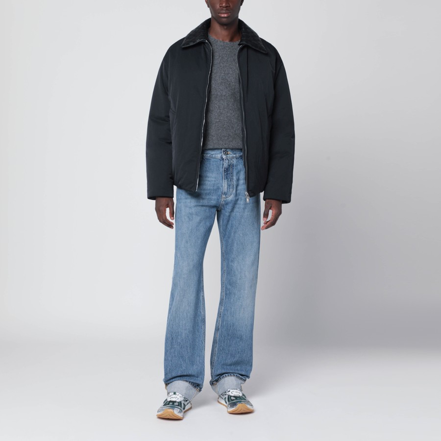 Bottega Veneta Black jacket with Intrecciato collar | TheDoubleF