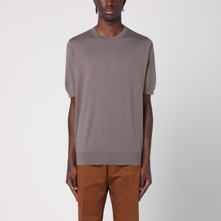 JOHN SMEDLEY Moss beige Kempton sweater in cotton | TheDoubleF