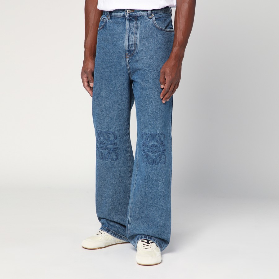 Loewe Loose-fit Anagram jeans in medium blue | TheDoubleF