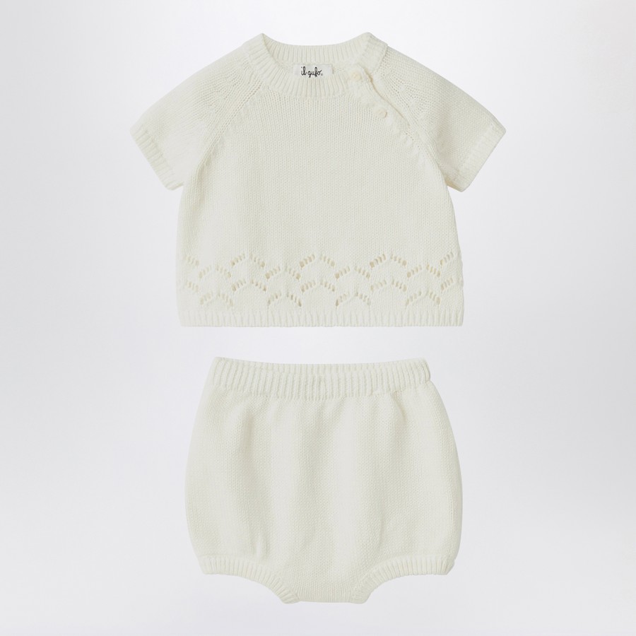 Il Gufo Completo bianco latte in cotone organico TheDoubleF