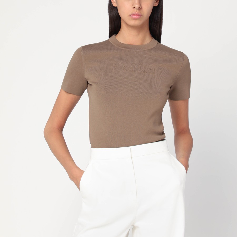 Tシャツ・カットソー MAX MARA HAZELNUT-COLOURED T-SHIRT IN VISCOSE CREPE Max Mara Hazelnut-coloured T-shirt in viscose crêpe | TheDoubleF