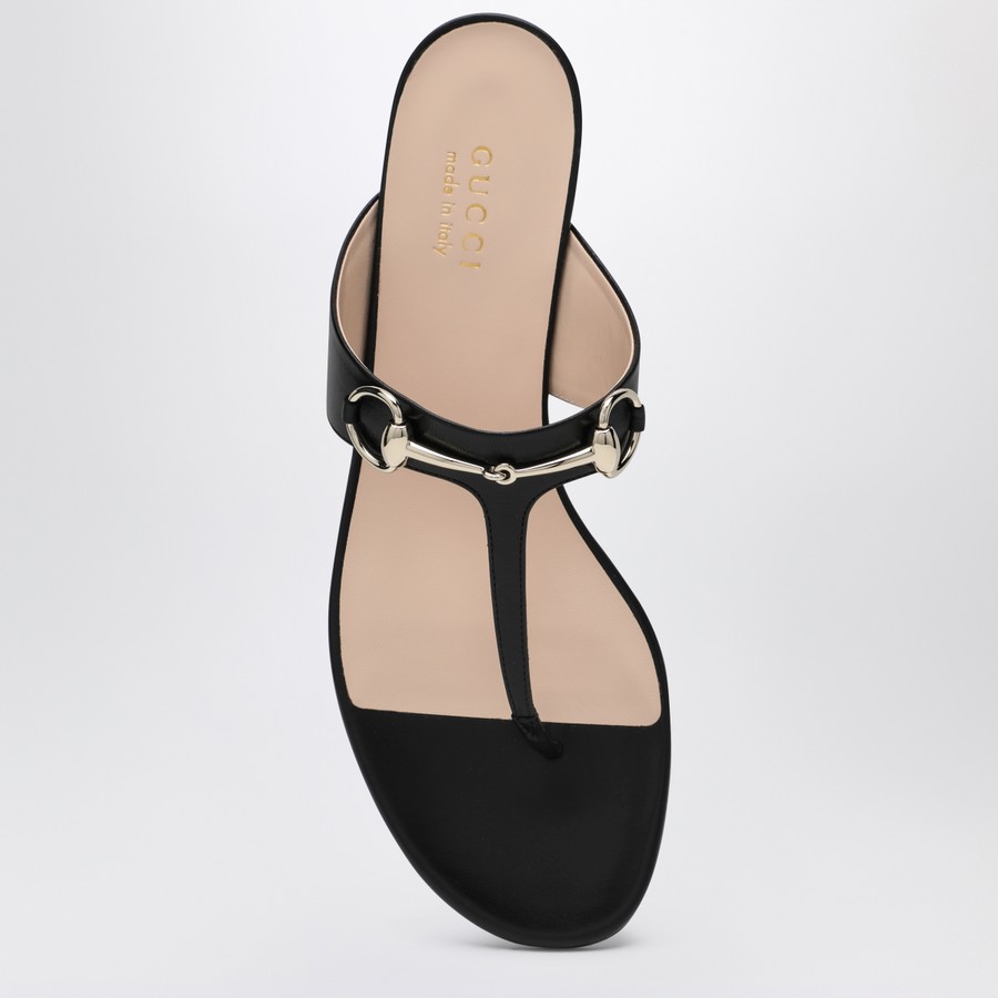 サンダル・ミュール GUCCI Women Sandals 816590C9D00 1000 BLACK GUCCI Flip-flops with black leather clamp | TheDoubleF