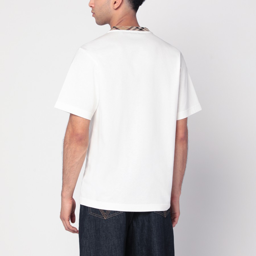 Burberry White cotton T-shirt with Check finishes | TheDoubleF