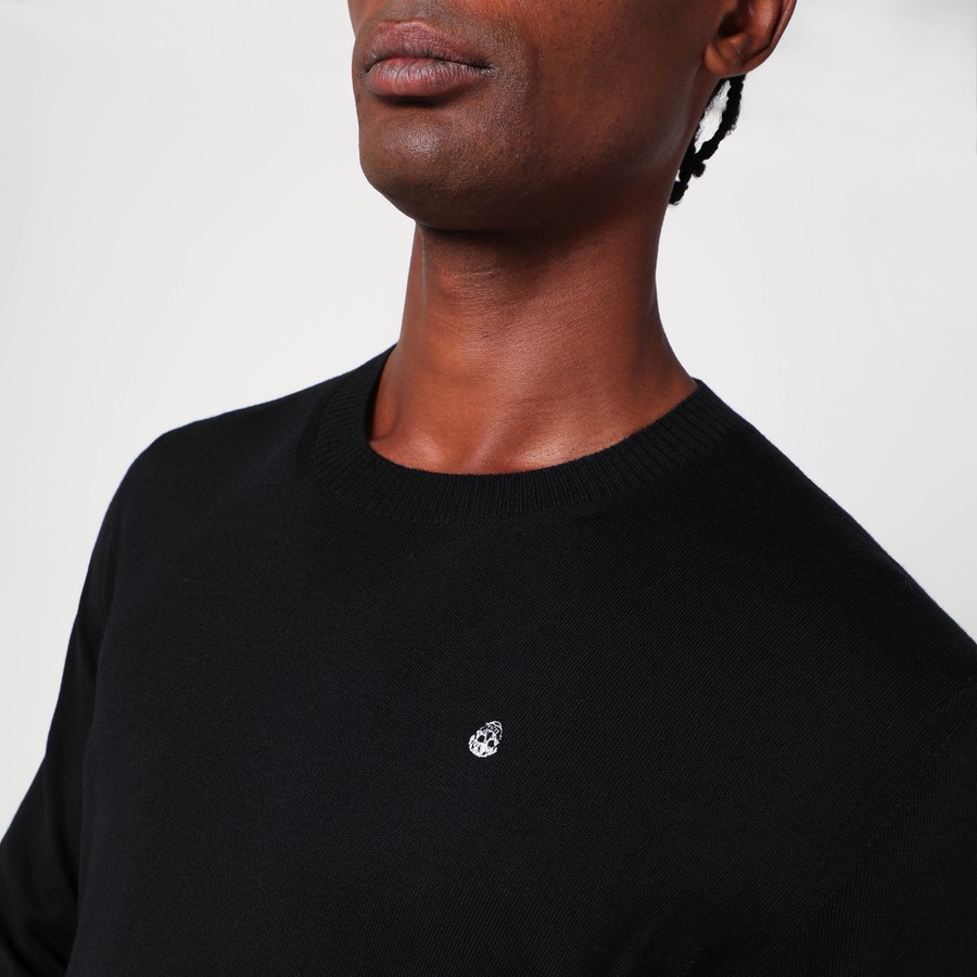 ニット・セーター Alexander Mcqueen Sweater Black In Wool ALEXANDER MCQUEEN BLACK MEN'S WOOL SWEATER LARGE | nikkibradford