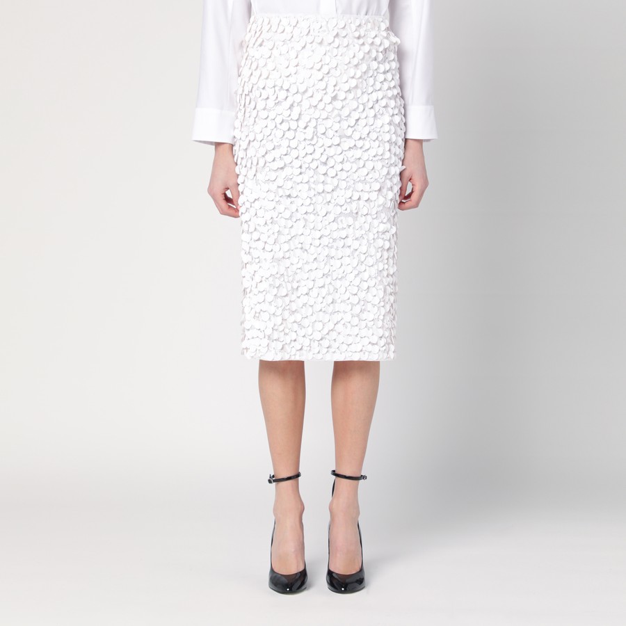 スカート PAROSH Women Mid Skirts D620997PL 001 WHITE P.A.R.O.S.H. White midi skirt with sequins | TheDoubleF