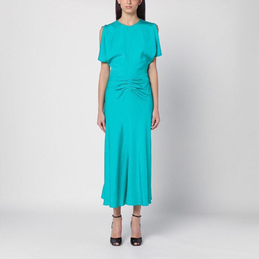 ワンピースその他 Victoria Beckham Peacock-coloured midi dress with ruffle Victoria Beckham Peacock-coloured midi dress with ruffle