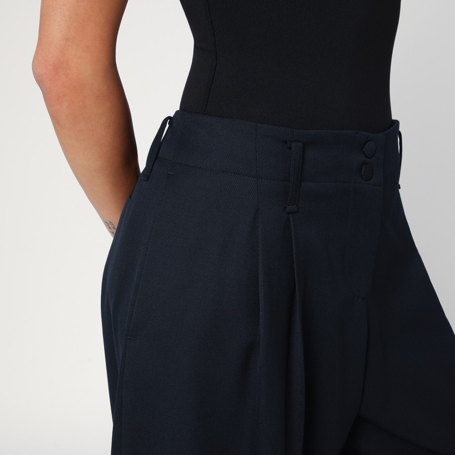 パンツ ALEXANDER MCQUEEN Navy Blue Wool Pant Alexander McQueen Tailored Straight-Leg Trousers in Navy