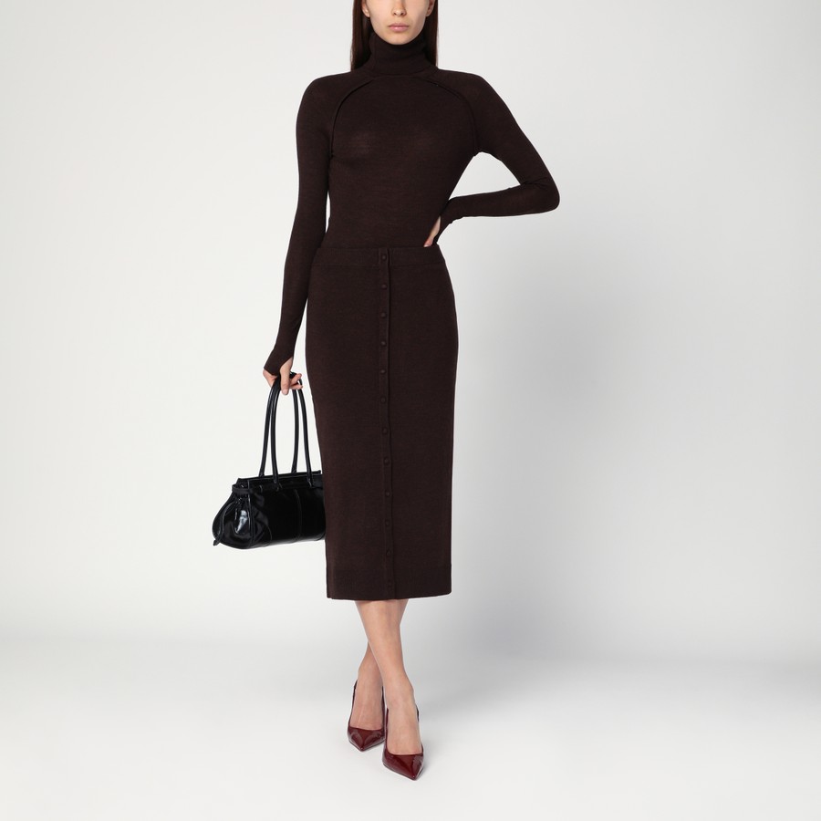 スカート Victoria Beckham Brown midi skirt in wool blend Knitted wool-blend midi skirt in brown - Victoria Beckham