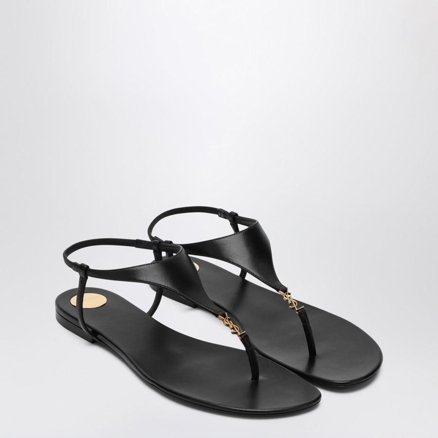 サンダル・ミュール Saint Laurent SS25 'Cassandre' sandals (818293AADF1 1000) Saint Laurent Cassandra black flip-flops | TheDoubleF