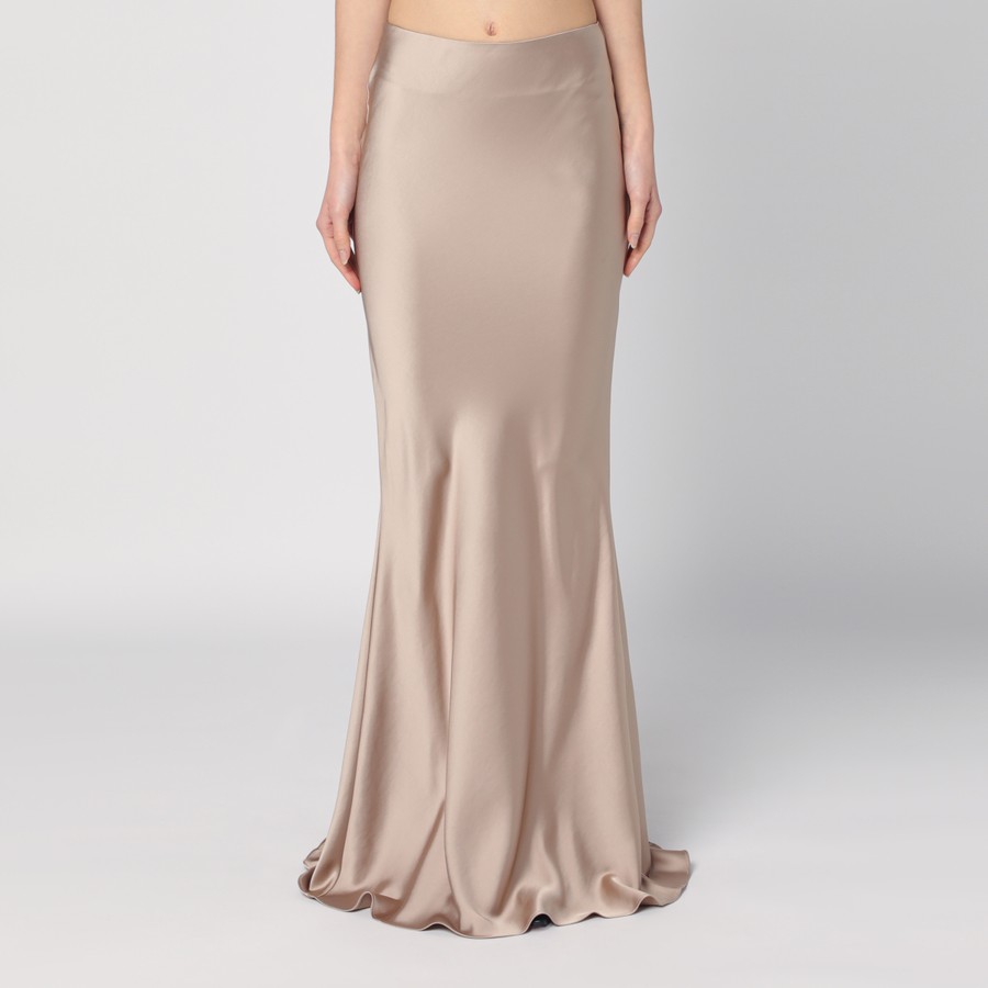 スカート THE ANDAMANE SS25 'Nemesia' skirt (T170351ATNP229 GREIGE) THE ANDAMANE Greige skirt with back drape | TheDoubleF
