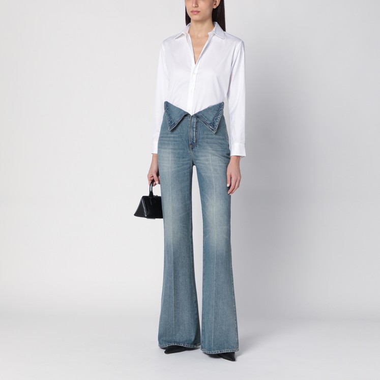 【送料&関税込】Alexander McQueen Boyfriend Jeans Alexander McQueen Blue Embroidered Floral Denim Boyfriend