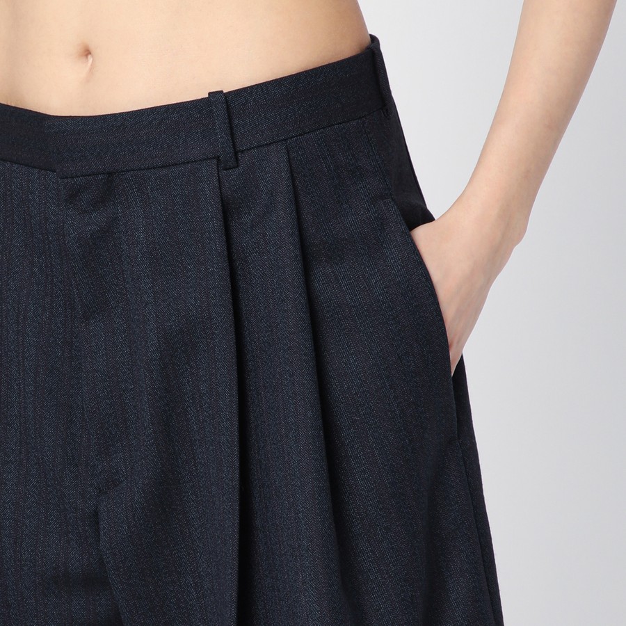 Bottega Veneta Wide black/blue melange wool bermuda shorts