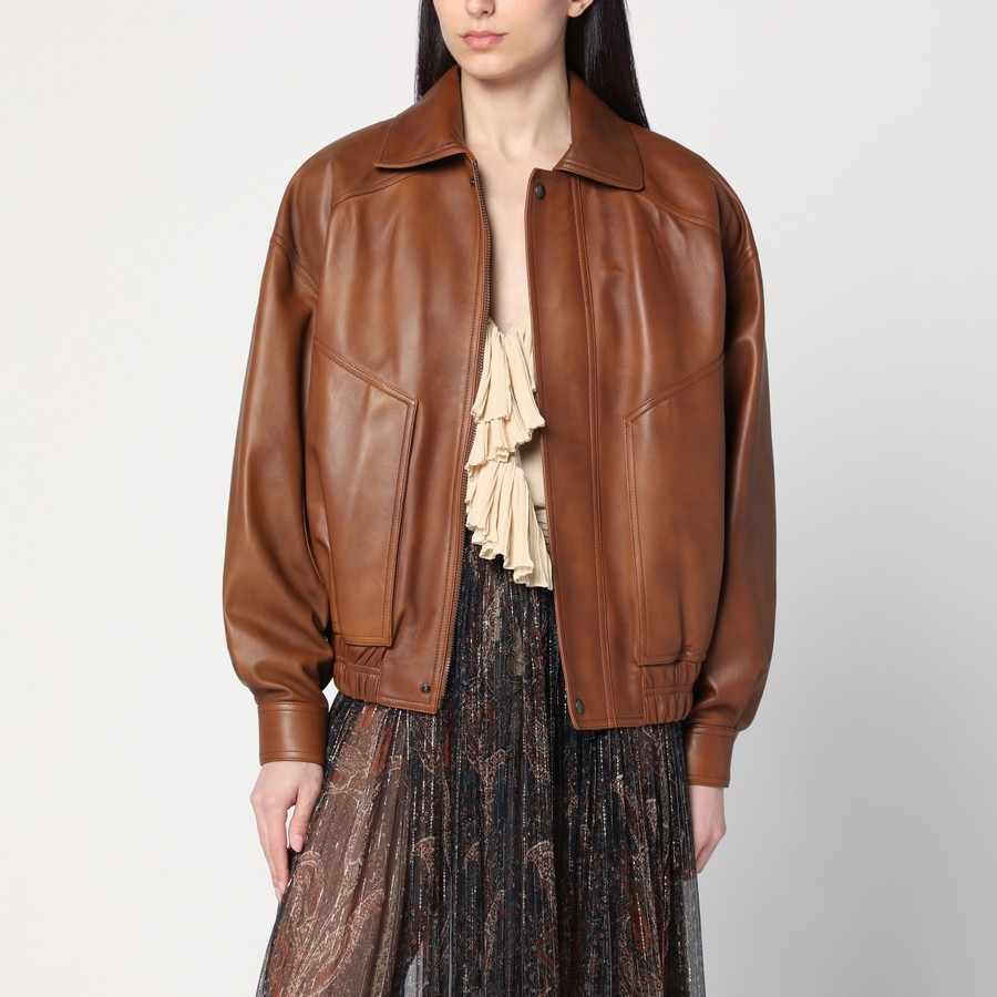 Saint Laurent Brown vintage leather bomber jacket | TheDoubleF