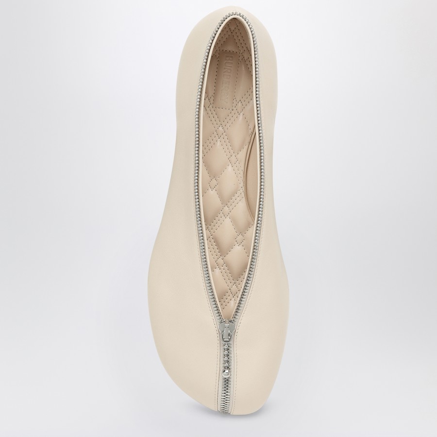【関税&送料込】Burberry Sadler Ballerina With Light Beige L Burberry Sadler ballerina with light beige leather zip