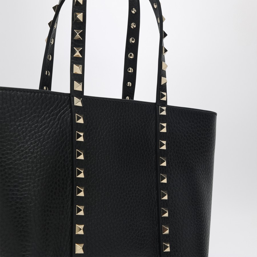 Valentino Garavani Borsa tote mini Rockstud nera in pelle