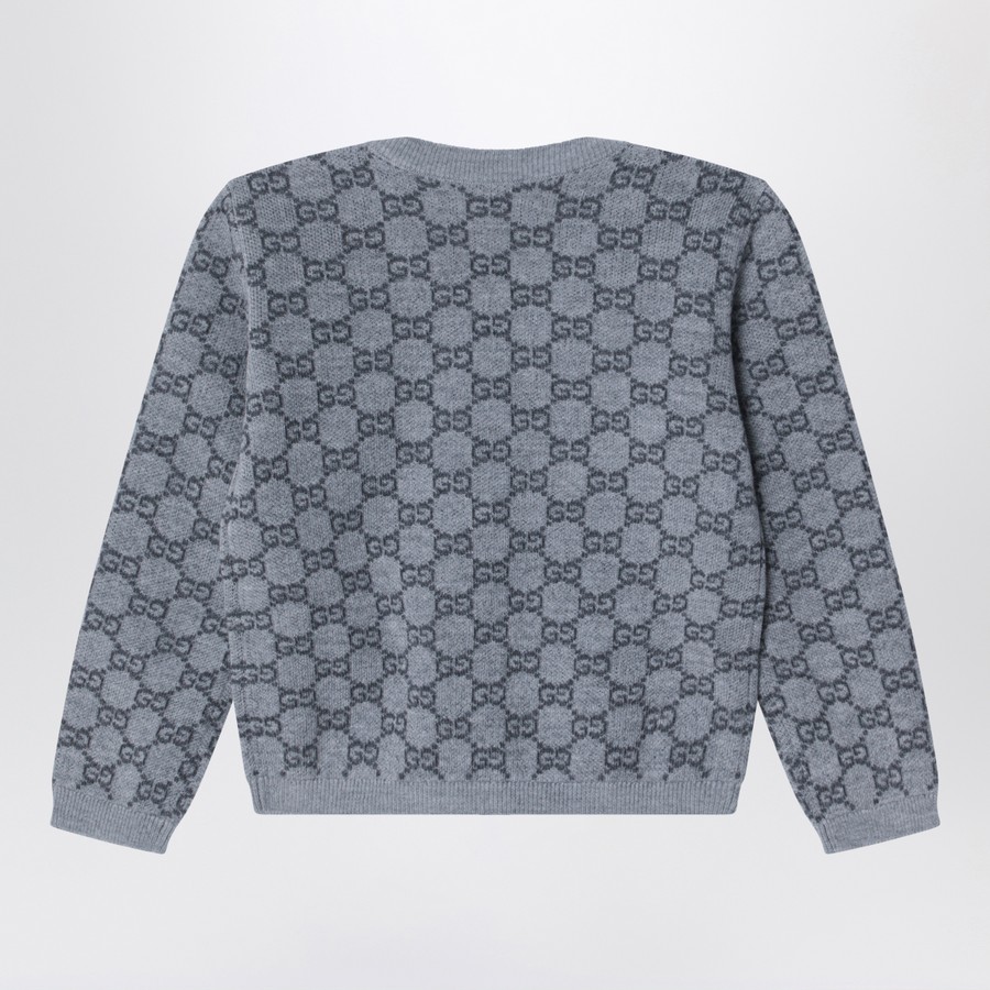 GUCCI Cardigan in grey wool with GG jacquard | TheDoubleF