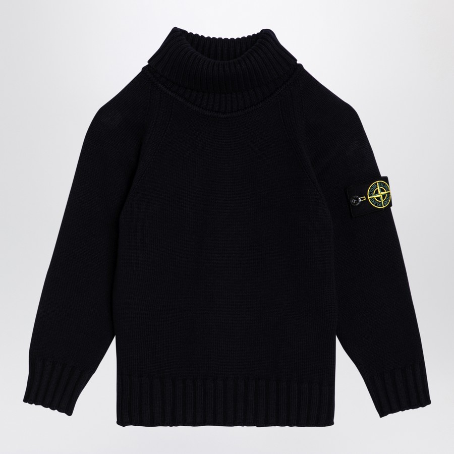 Stone Island Navy blue cotton blend turtleneck sweater TheDoubleF