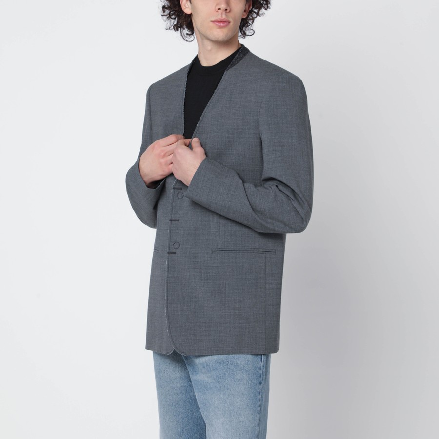 MM6 Maison Margiela Grey mélange wool-blend jacket | TheDoubleF