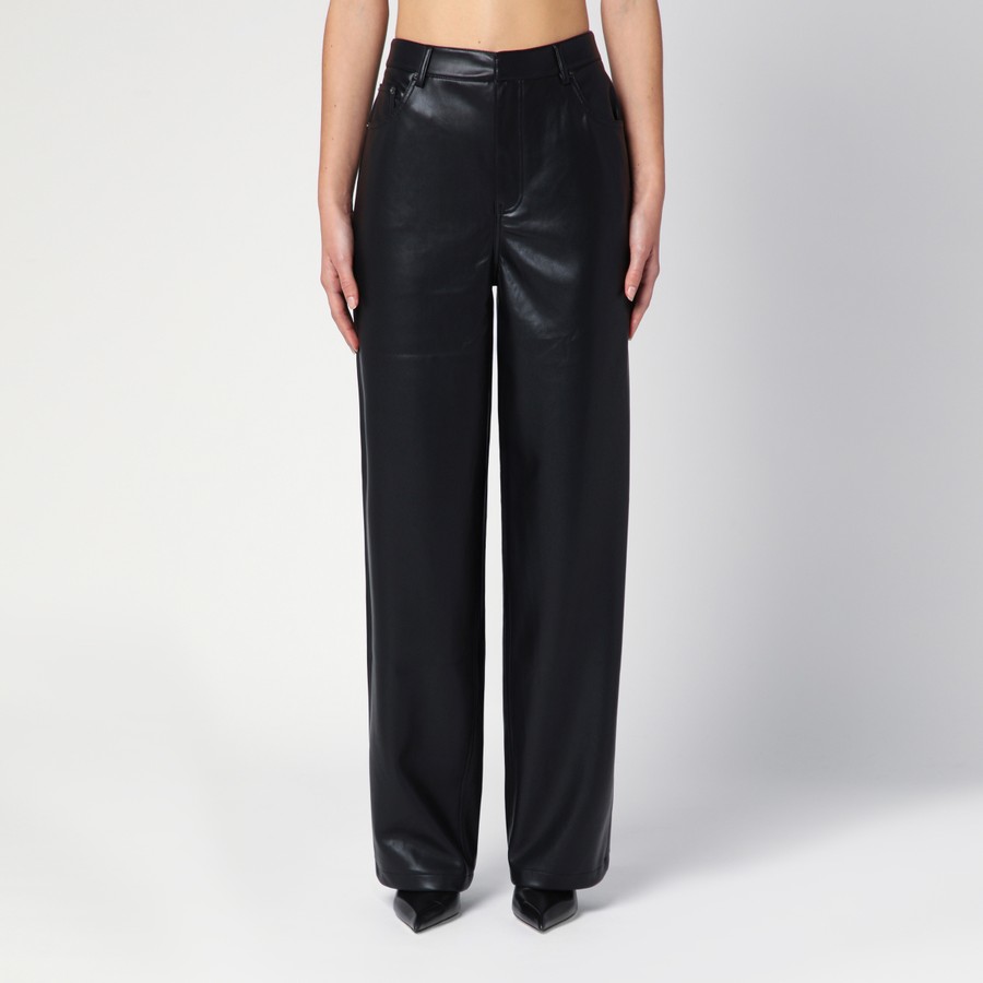ボトムスその他 ROTATE Birger Christensen Black faux leather trousers ROTATE BIRGER CHRISTENSEN lace-up faux-leather Trousers