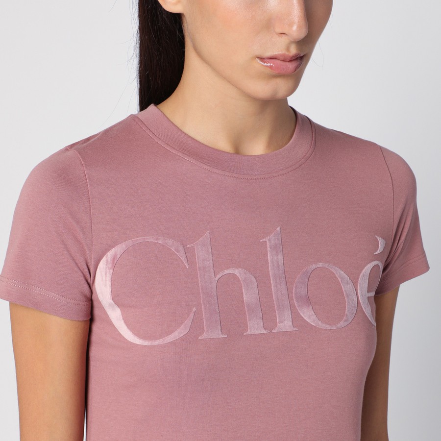 Tシャツ・カットソー CHLOE Women Tops CH24WJH03184 PINK Chloé Pink cotton jersey T-shirt | TheDoubleF