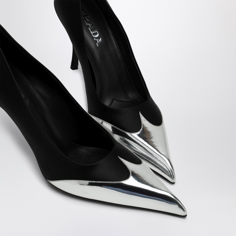 パンプス PRADA BLACK AND WHITE LEATHER DECOLLETE Prada Black décolleté in satin and metallic leather | TheDoubleF